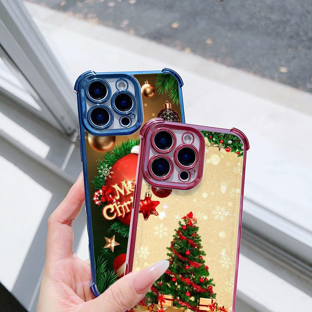 Ae113 Merry Christmas art Santa design art Гальванизированные чехлы для телефонов TPU для Xiaomi 11 Lite Redmi Note 13 Pro 12C Huawei Защитный чехол на четыре угла