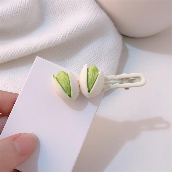 3 шт., заколки для волос для девочек, имитация ореха, декор, заколки для волос, работа одной рукой, реалистичная форма ореха, шпилька, дизайн, вдохновленный едой, аксессуар для волос