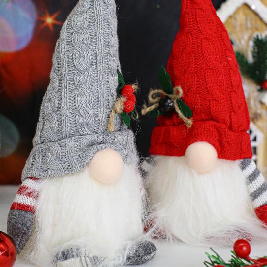 Lighted Christmas Gnome Small Light Up Plush Santa Elf with Knitted Hat Stuffed Swedish Tomte Toy for Winter Tabletop Fireplace Decor