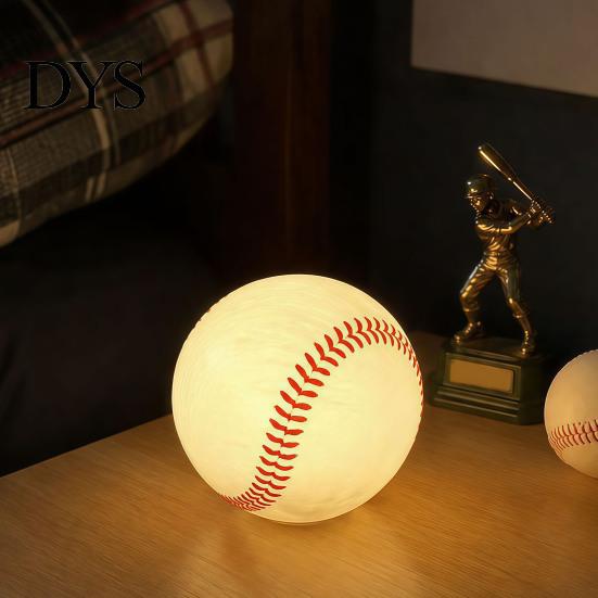 Unique Holiday Presents Realistic Baseball Night Light, Desk Decor Lamp, Portable Ambient Sports Themed Decorations Lighting Ornament for Bedroom
