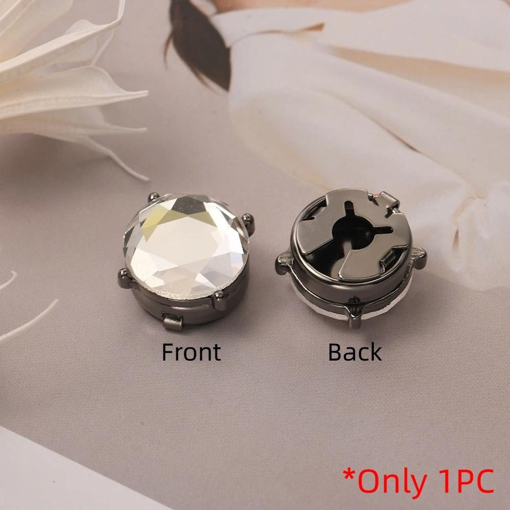 Rhinestone Flower Sleeve Button Brass Base Button Cover Clip Blouses Shirt Accessories
