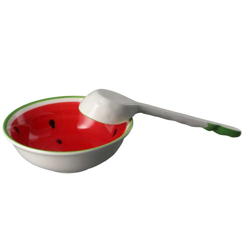 Ceramic Ramen Spoon Watermelon Strawberry Shaped Cereal Bowl Dessert Kitchen