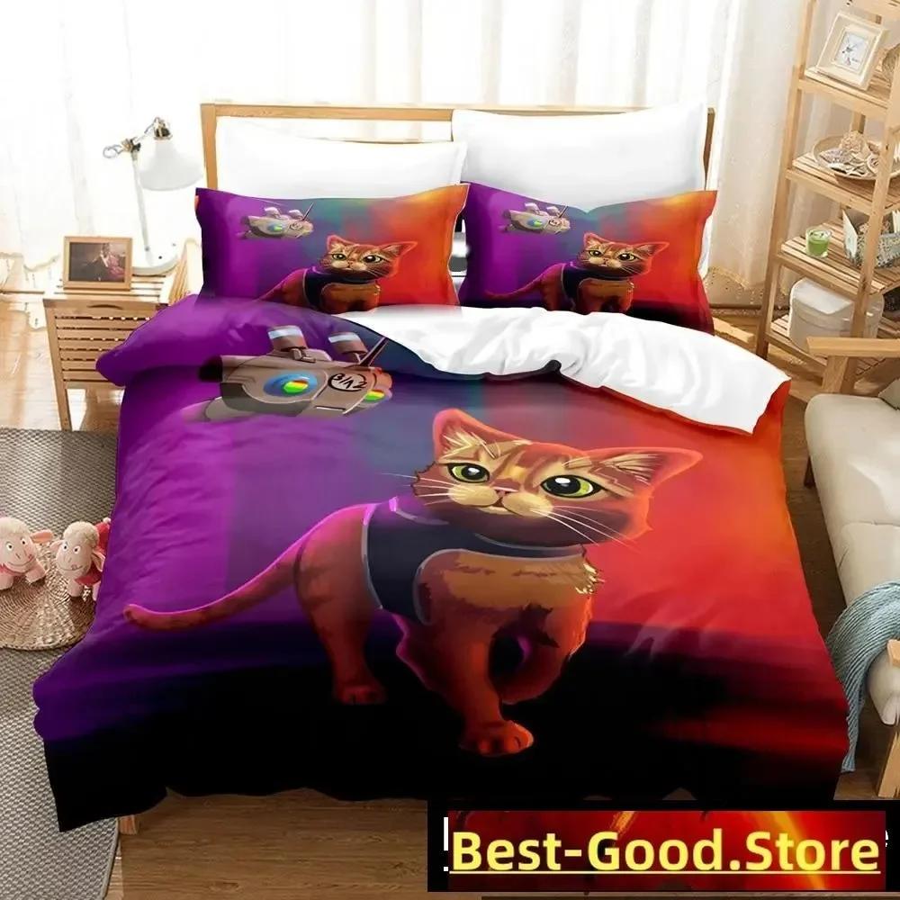 Модный игровой набор для кошек Stray Game Кот Момо Постельное белье Набор постельного белья с наволочкой Пододеяльник Мягкий Односпальный Двуспальный Queen Super King