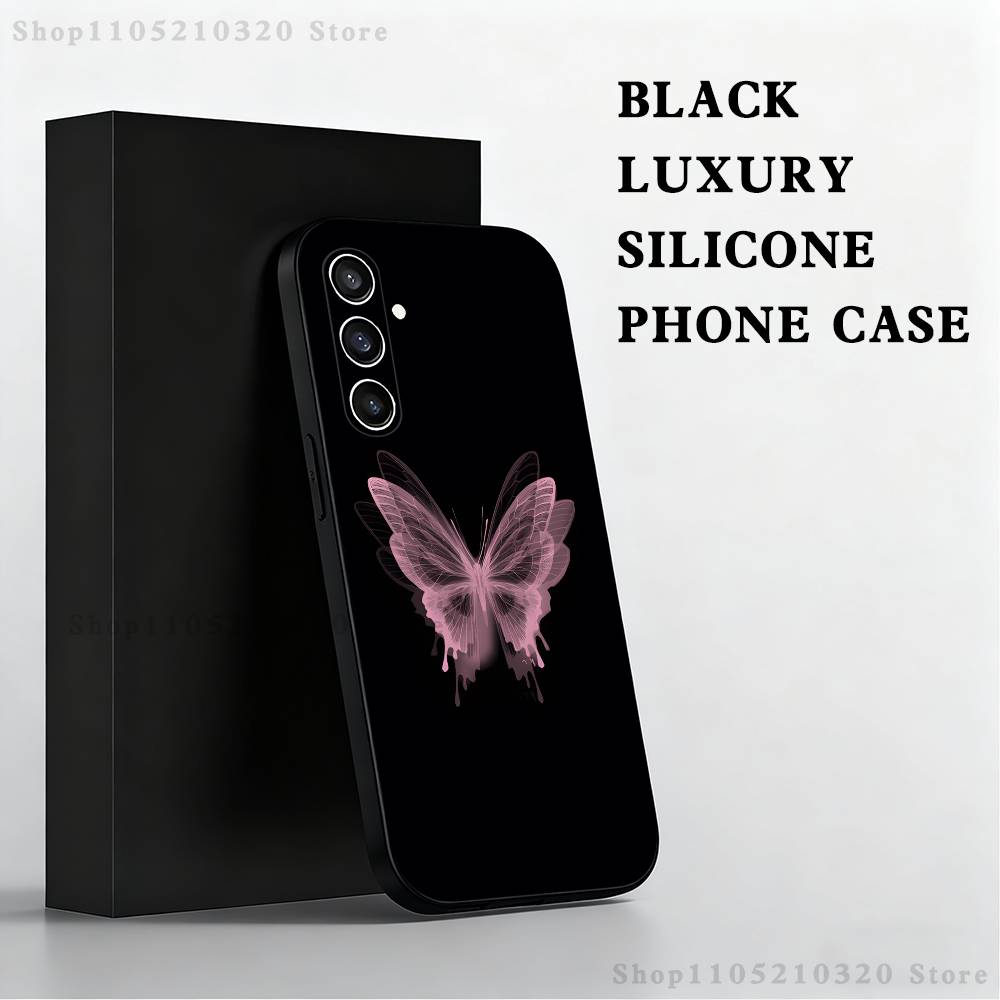 Beautiful butterfly art Phone Case For Samsung S25,S24 Ultra,S20,S30 plus,S22 plus,S23,S30 Ultra 5G Silicone Black Shell