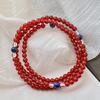 New Year'S Red Natural Chalcedony Agate Lapis Lazuli White Crystal Multi-Circle Bracelet Bracelet