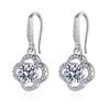 New Women Earring Pendant 925 Silver Four Leaf Clover Luxury Micro -Inlaid Zircon Ear Hook Studs Piercing Hoops Earrings Jewelry