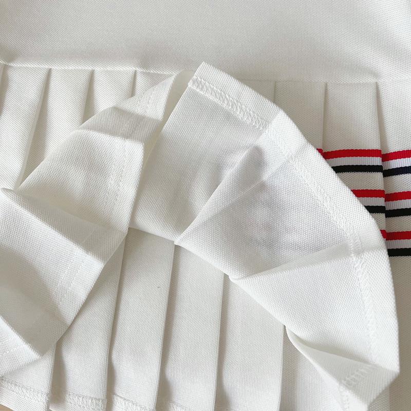 Летнее платье без рукавов для девочек 2025: Воротник ПОЛО, Стиль колледжа, Плиссированная юбка-жилет