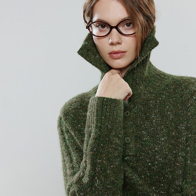 Chuyu Women's Retro Cable Knit Lapel Sweater