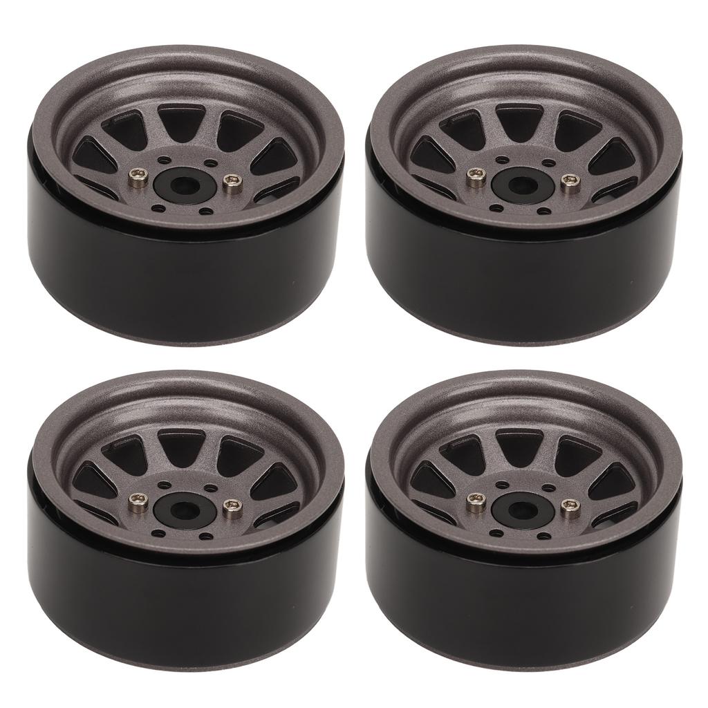 4PCS RC Wheel Rim Set Zinc Alloy Steel Universal 1.9 Inch 10 Rims RC Crawler Car Wheel Hub for Axial SCX10 II III Black