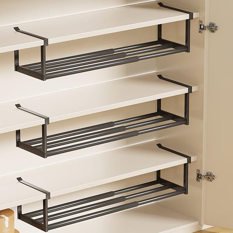 Adjustable Shoe Rack Space-Saving Layered Organizer For Home Shoe Cabinets Under-Shelf Shoe Holder With Hanging Basket