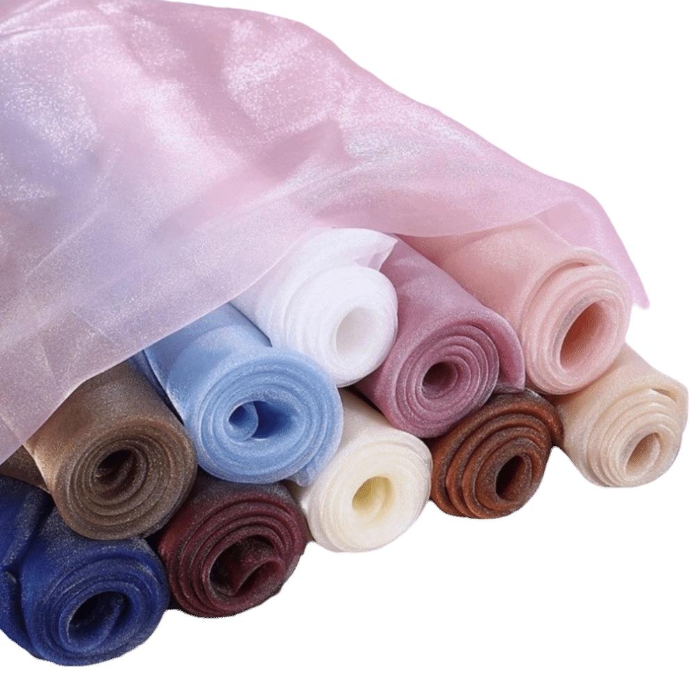 Блестящая Тюлевая Ткань Мягкая Флуоресцентная Ткань Органза Ткань Органза с Блеском Сценический Свадебный Декор