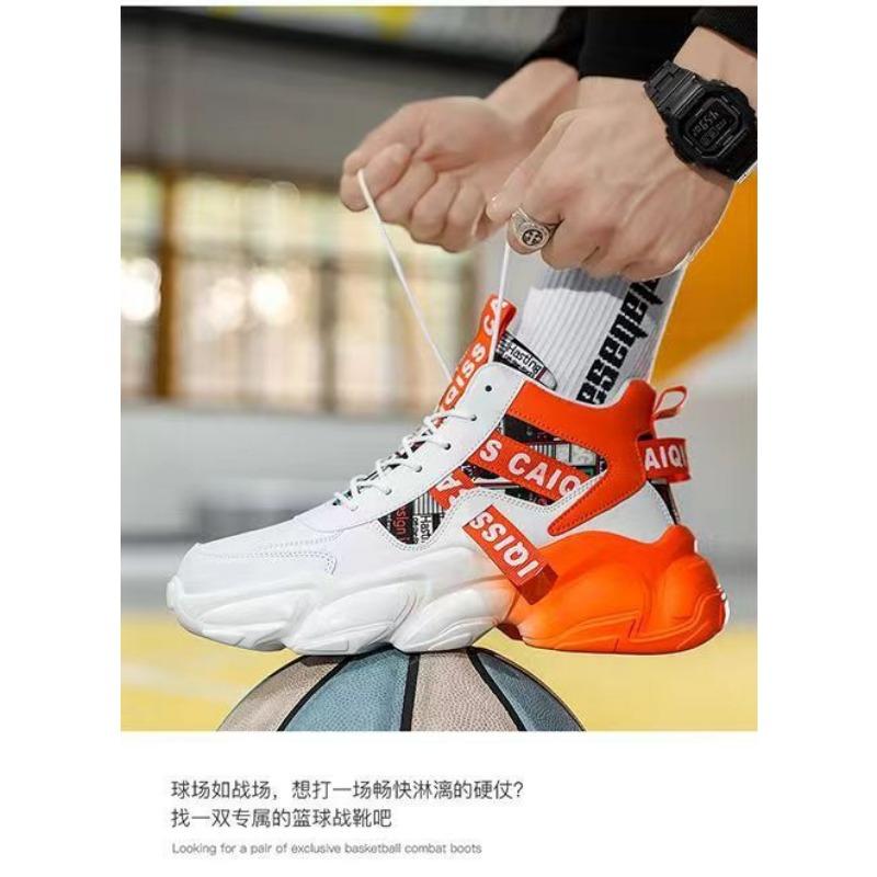 Осенняя мужская обувь Летние кроссовки для баскетбола, спорта и бега для подростков, повседневные высокие кеды на толстой подошве, обувь в стиле папиного прилива