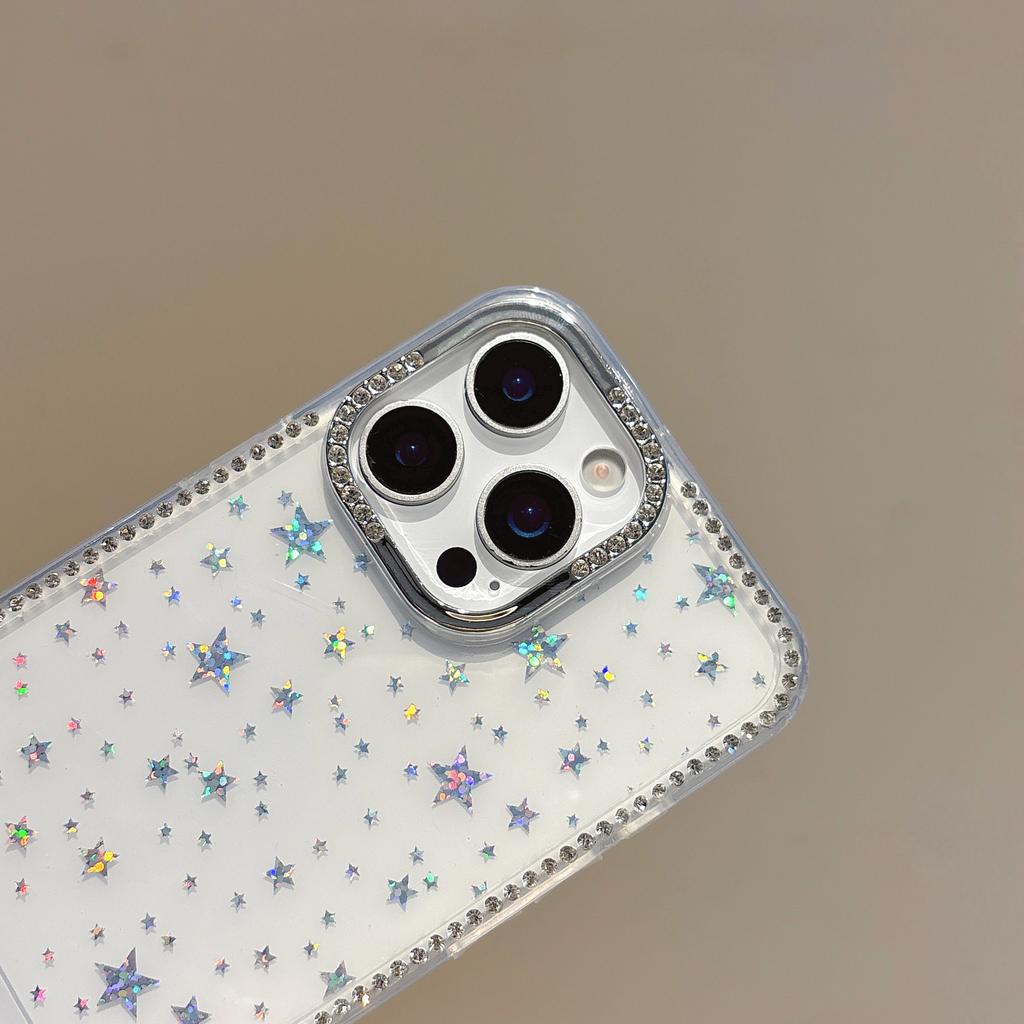 Простой и прозрачный полноэкранный чехол со звездами, подходит для iPhone16promax Apple 15, чехол для мобильного телефона 14, браслет для девушки 13 наборов