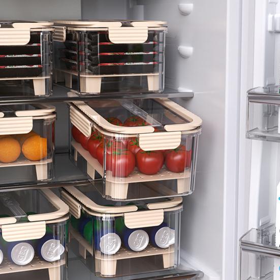 Контейнер для хранения салата, герметичный, прозрачный, Crisper Box, Produce Saver, 2-уровневый охладитель для льда