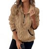Women's Half Zip Sherpa Fleece Sweatshirts Fuzzy Oversized Pullover Top Soft Warm Fall Winter Sweater with Pockets