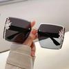 Fashion Oversized Square Sunglasses Women Luxury Brand Vintage Rimless Sun Glasses Diamond Decoration Eyeglasses Uv400