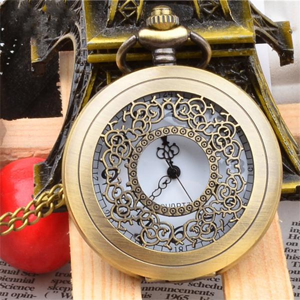Винтажные бронзовые кварцевые карманные часы для мужчин и женщин, изысканные полые цифровые карманные часы