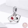 Fit Europe Bracelet Silver 925 Original Red Peach A Charms Black Enamel Poker Heart Cards Beads for Jewelry Making Women DIY