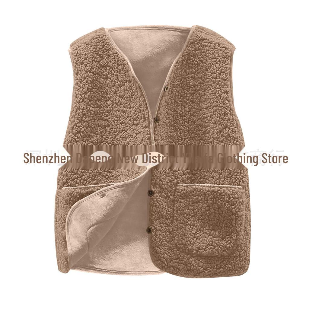 Women's Short Granular Plush Lambswool Vest: 2023 Autumn/Winter Korean Style
