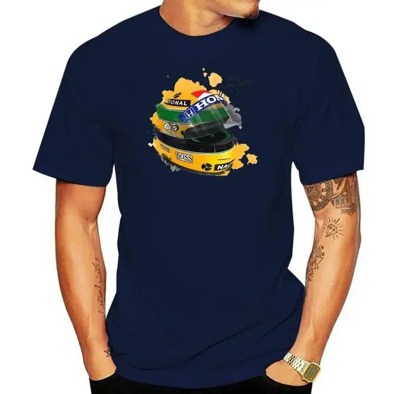 Мужская футболка с коротким рукавом 100% хлопок Signature Man T-Shirt Футболка с шлемом Айртона Сенны Топы 1 Гоночный автомобиль Акварель harajuku