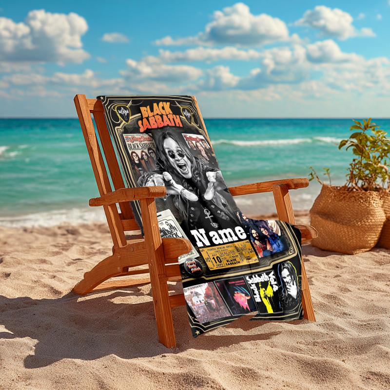 Personalized customized proof beach towel with rock Ozzy Osbourne pattern - soft, absorbent,quick-drying,perfect swimming,camping&bathing