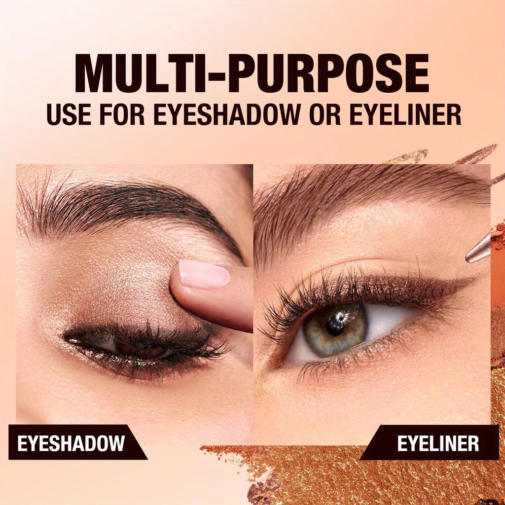 2 в 1 Пуля Перламутровые Тени для век Карандаш-заостренная подводка для глаз Карамельно-коричневый Черный Тени для век Макияж Шелковистые Гладкие Водостойкие Стойкие Тени для век
