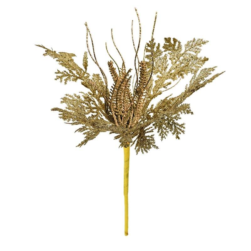 40CM Golden Dust Christmas Tree with Rod Christmas Wreath Insertion Simulation Flash Arrangement Party Decoration Cross-border Pine Needles