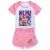 4836 Детский Девочки POP Rumi Zoey Mira Принт Футболка Шорты Спорт Спортивный Костюм Комплект Одежды