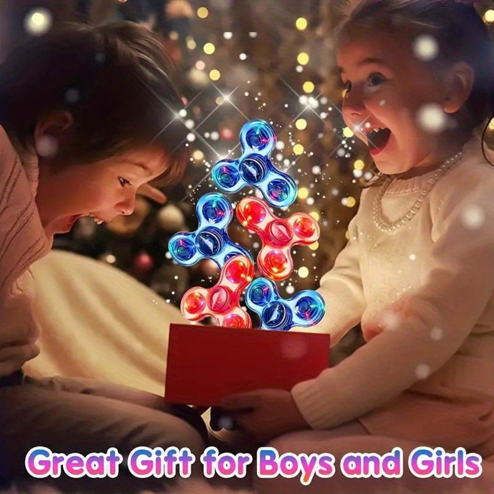 Цветной светодиодный кристаллический гироскоп для кончика пальца - светящийся, регулируемый релаксационный гироскоп, прозрачный материал ПК, 4-скоростной цветной гироскоп