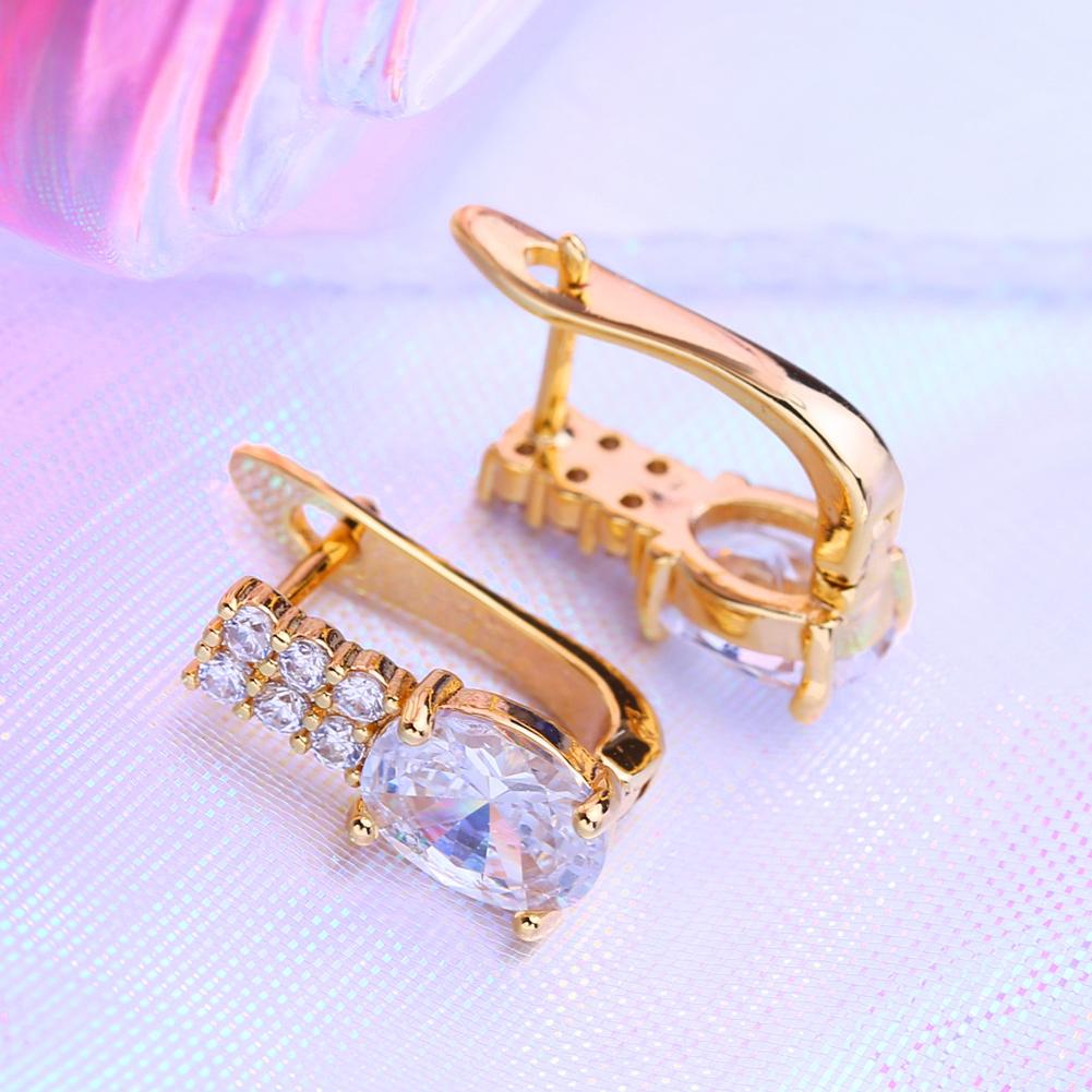 LSOOYH серьги-клипсы цвета розового золота, модные серьги для женщин, геометрические серьги-гвоздики с кубическим цирконием, ювелирные изделия