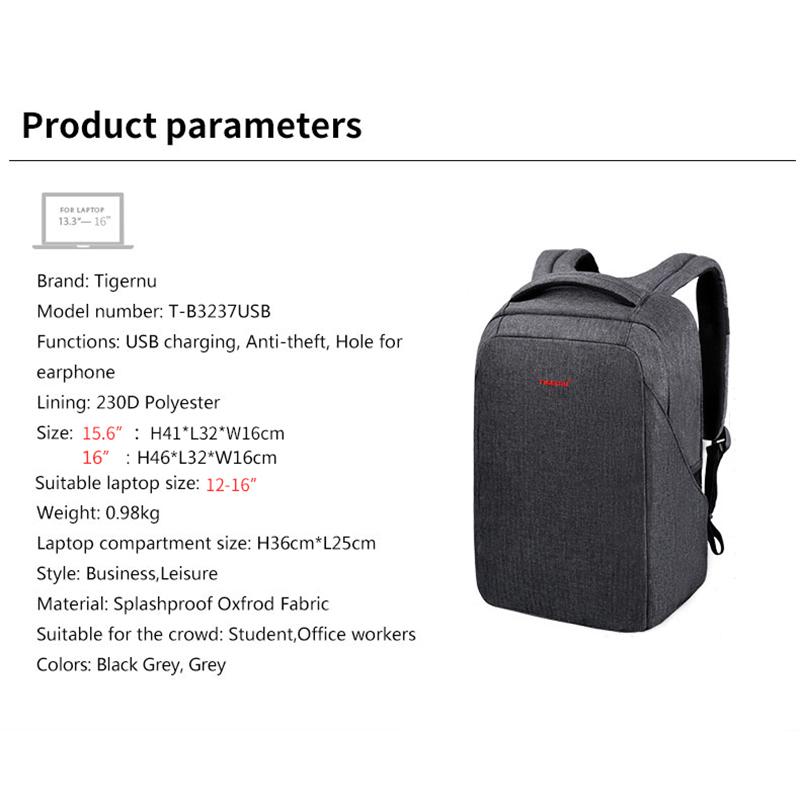 Tigernu модный мужской противоугонный противоударный 15,6-дюймовый рюкзак для ноутбука с USB-зарядкой, дорожный мужской Mochilas, повседневная школьная сумка для мальчиков