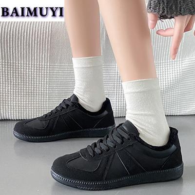 Модные женские туфли на плоской подошве кроссовки меховые теплые туфли 2025 тренд короткие плюшевые зимние новые беговые спортивные ботинки дизайнерские повседневные прогулочные Mujer Zapatos