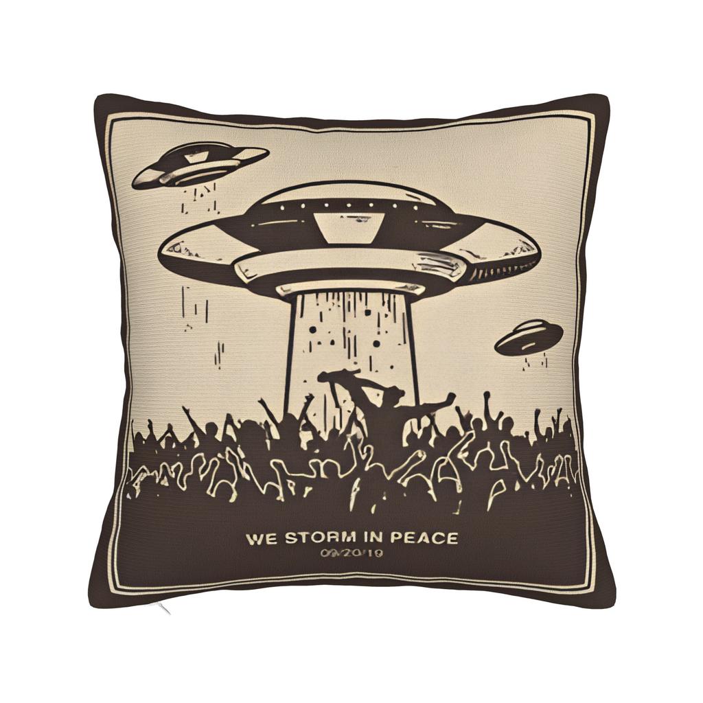 Ufo We Come In Space Alien Pillow Cover Funny Pillow Case For Living Room Bed Chair Soft Pillowcases Gift