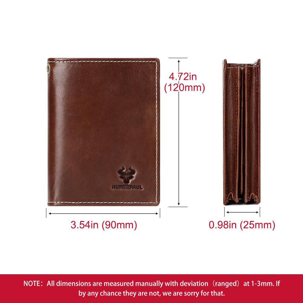 Humerpaul Genuine Leather Men Wallet Rfid Slim Card Holder with Anti-lost Pocket