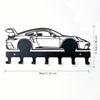 1 PC Black Racing Car with Key Hooks Metal Wall Art - Modern Home Decor for Bedroom, Living Room, or Bathroom
