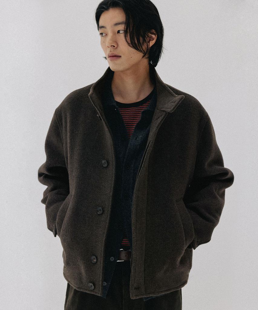Blankroom Wool High-Neck Blouson_Mocha Brown
