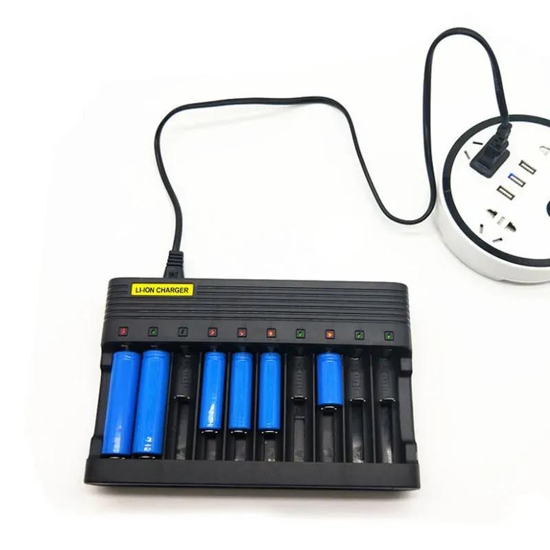 18650 Lithium Battery Charger 10 slots Universal Charger for Li-ion Rechargeable Batteries 26650 16340 18500 10440 18350 17670