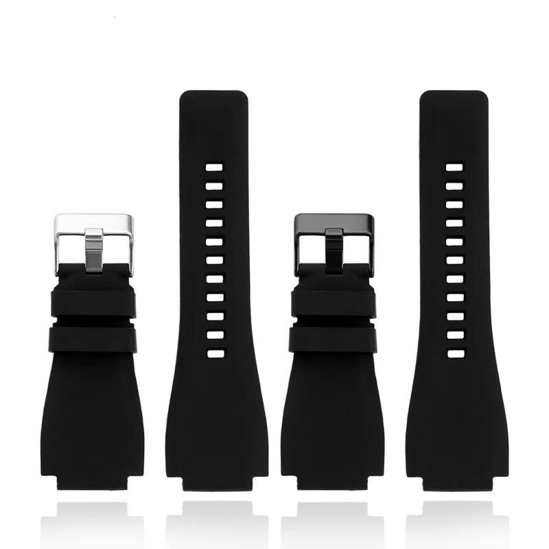 Классический мягкий резиновый ремешок для часов Bell & Ross BR-01 BR-03 Series, черный, выпуклый, 24x35 мм, пряжка, сменный ремешок для часов