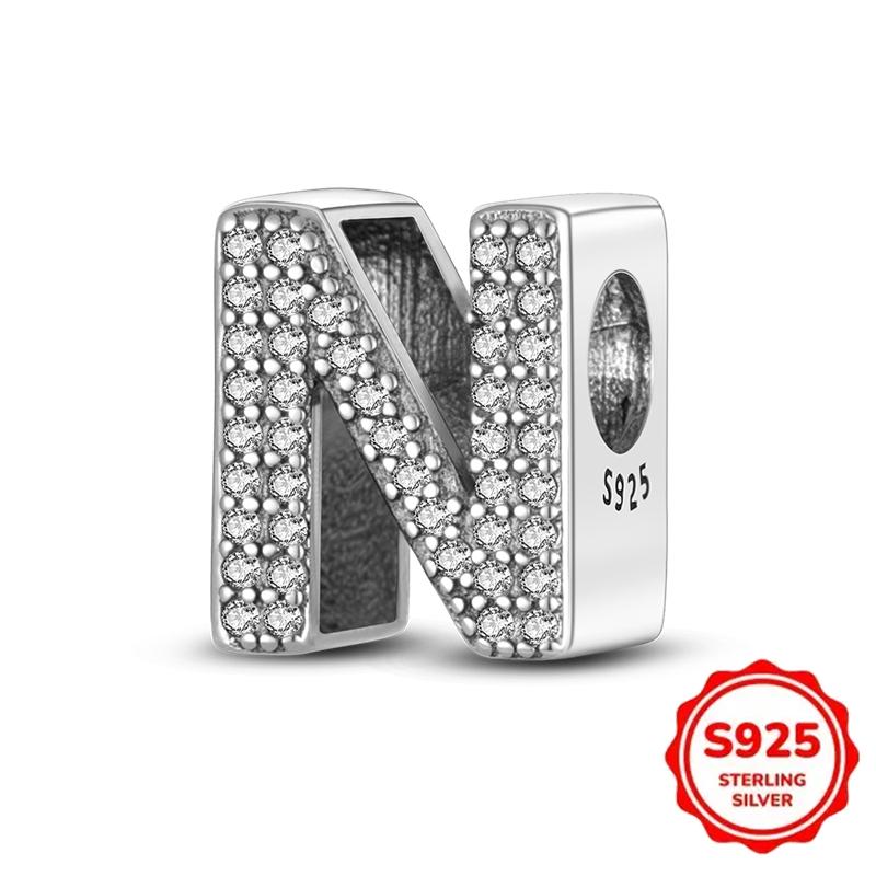 Trendy Fashion Classic 26 Alphabet Letters Charm Bead Components Bead Components Authentic Original Retro Zircon Copper Metal Designed For Women