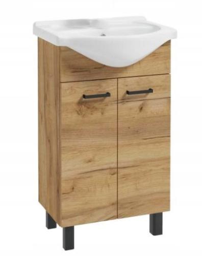 Bathroom cabinet with washbasin on legs, craft oak, 50 cm, Mea