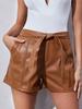 Party Shorts Stylish Women Genuine Leather Pants Brown Wear Designer Cocktail