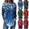 Women's Loose Round Neck Christmas Print Long Sleeve T-Shirt Top Pullover