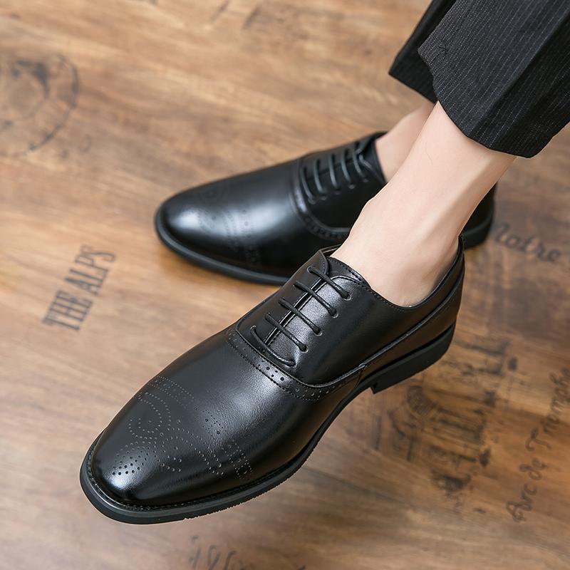 Fashion Business Fashion Dress Shoes Men Shoes Black Brown Lace Up Business Office Block Shoes Luxury Social Shoes Size 38-48 Men Shoes