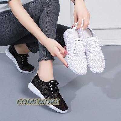 Женская летняя обувь повседневные кроссовки сетчатые кроссовки для бега спортивные туфли открытые повседневные легкие белые на шнуровке теннисные женские 2024