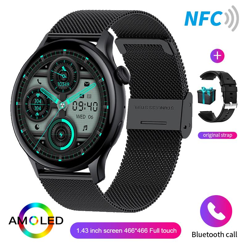 2024 New Women Smart Watch AMOLED 1.43" Screen NFC Heart Rate Blood Oxygen Bluetooth Call IP68 Waterproof Ladies Gift Smart Watch