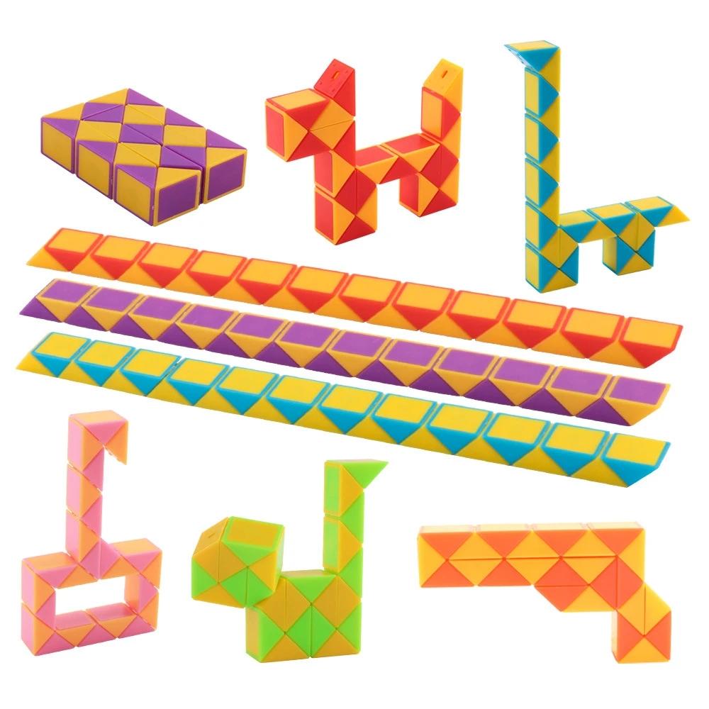 1/3/6Pcs/sets Folding Magic Snake Ruler Puzzle Antistress Cube Educational Toy Kids Birthday Party Favors Bags School Reward