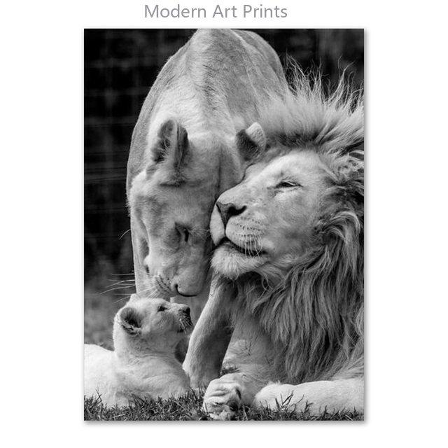 Black White Animal Canvas Painting Lion Posters and Print Home Decor Mural Wall Art Pictures for Living Room Bedroom Decoration