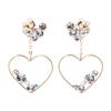 Серьги LOKUMI Сделано в Японии Кристалл Preciosa Гипоаллергенные Сердце Бижутерия Застежка-пусеты Серьги Большие Подвесные Простые Популярные Серьги-подвески Сердце Задняя часть