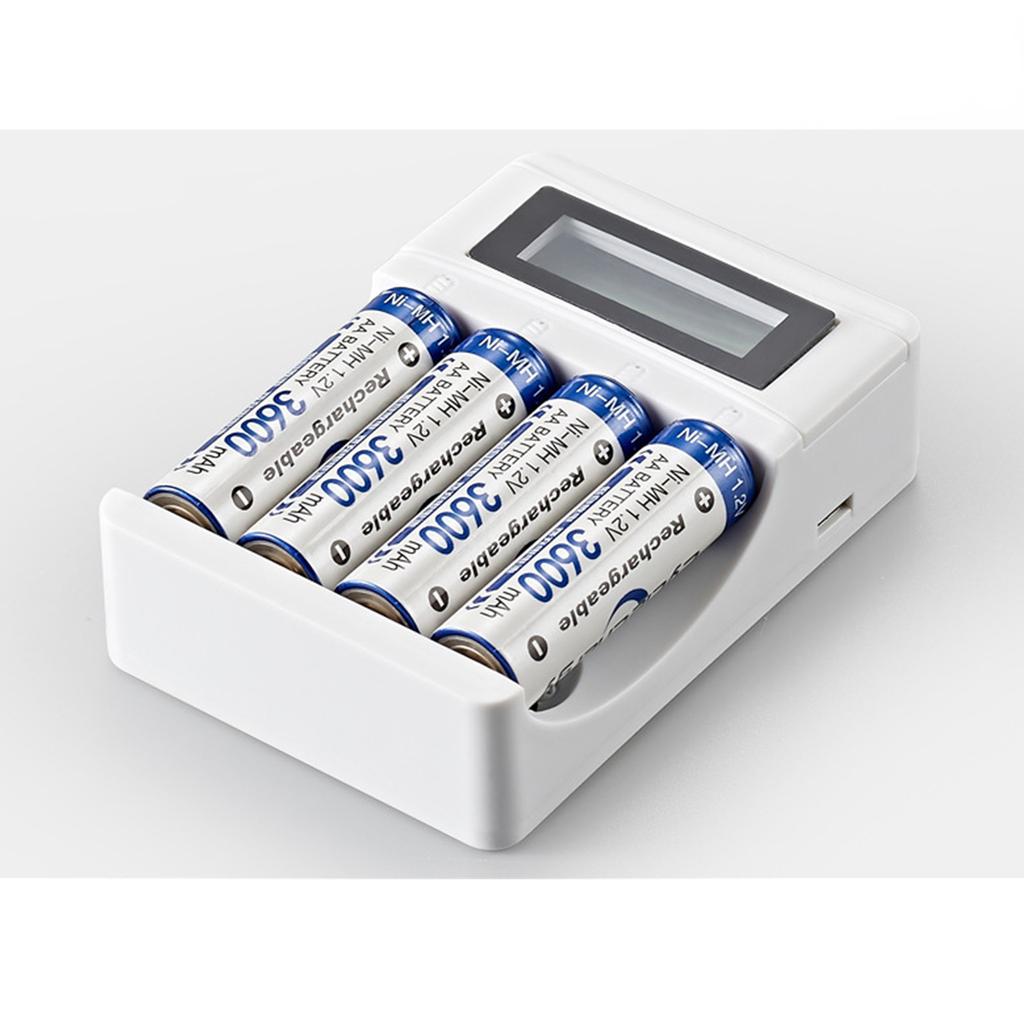 Зарядное устройство на 4 слота с ЖК-дисплеем для Ni-MH аккумуляторной батареи AA AAA Smart Rechargeable