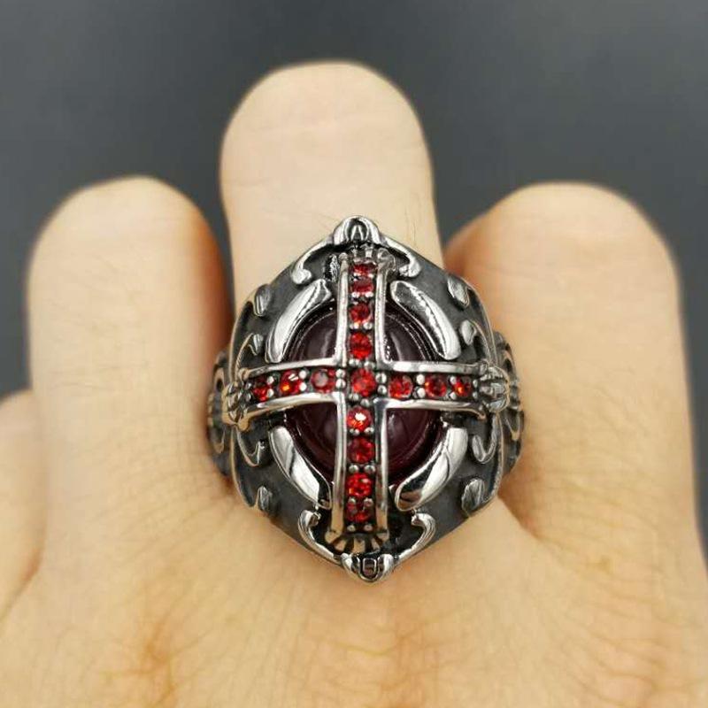 S925 Silver Ring Gemstone Ring Gothic Ruby Diamond Men's Ring Vampire Ring